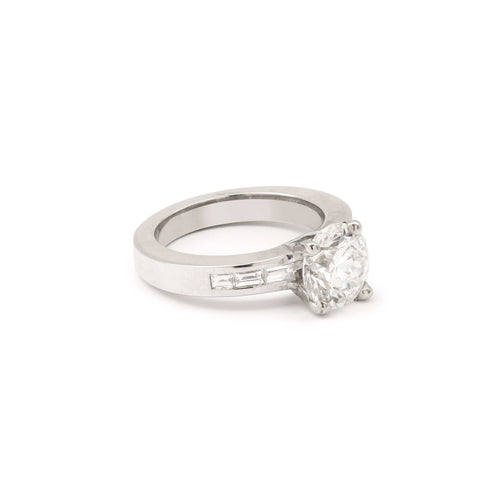Bague 50 Solitaire - Bague diamant en or gris 18 carats 58 Facettes BD178