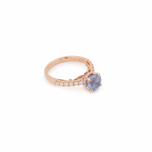 Bague 51 Bague saphir de Ceylan non chauffé 2,44 carats en or rose 18 carats 58 Facettes BSA78