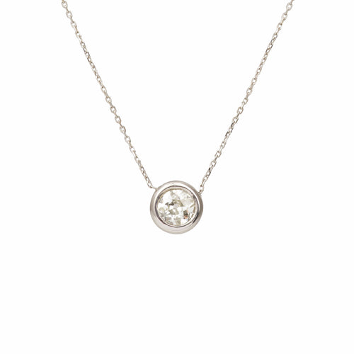 Collier Collier pendentif pneu - Diamant 1 carat en or gris 18 carats 58 Facettes C159