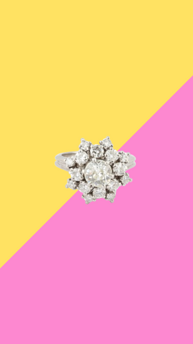 Bague 50 Marguerite - Bague en platine diamants 58 Facettes BD204