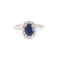 Bague 53 Bague pompadour saphir 1,50 ct et diamants en or gris 18 carats 58 Facettes BSA105