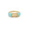 Bague 49.5 Bague jonc en or jaune 18 carats avec turquoise et diamants 58 Facettes B362C