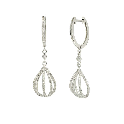 Boucles d'oreilles Boucles d'oreilles Montgolfières - Boucles d'oreilles en or gris 18 carats et diamants 58 Facettes BO132