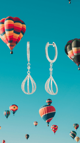 Boucles d'oreilles Boucles d'oreilles Montgolfières - Boucles d'oreilles en or gris 18 carats et diamants 58 Facettes BO132