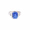 Bague 52 Bague saphir de Ceylan coussin 4,15 ct et diamants en or gris 18 carats 58 Facettes BSA106