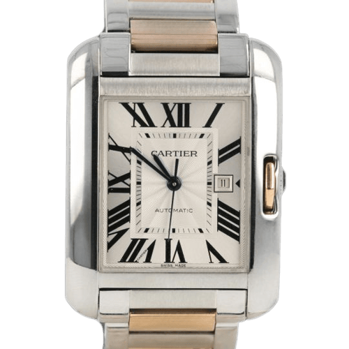 Cartier Tank Anglaise - Montre en or rose et acier