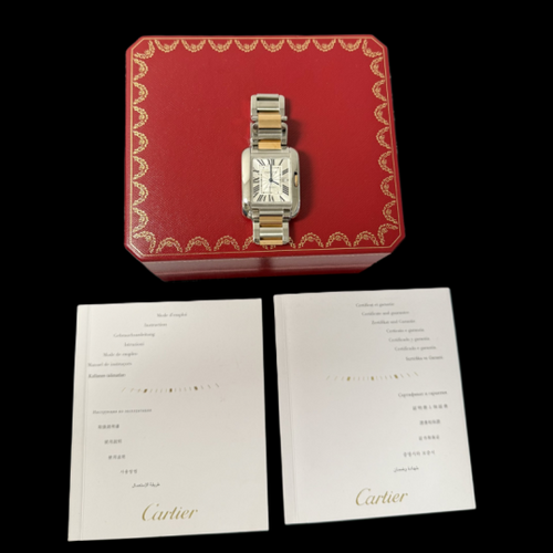 Cartier Tank Anglaise - Montre en or rose et acier 58 Facettes MT47473