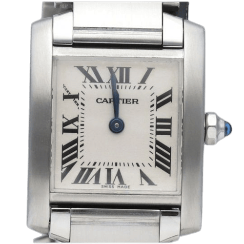 Cartier Tank Française - Montre en acier et diamants