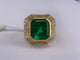 55 Bague des années 80 en or jaune avec émeraude colombienne et diamants 58 Facettes BA 740
