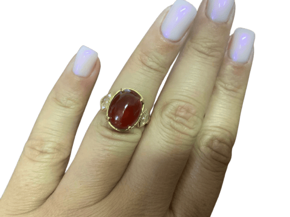 53 Trio de bagues en or jaune 18k, ambre et diamant 58 Facettes BA 874