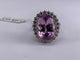 53.5 Bague halo en or blanc, kunzite et diamants 58 Facettes BA 509