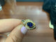 54 Bague en or jaune 18k avec saphir de Ceylan et diamants 58 Facettes BA 426