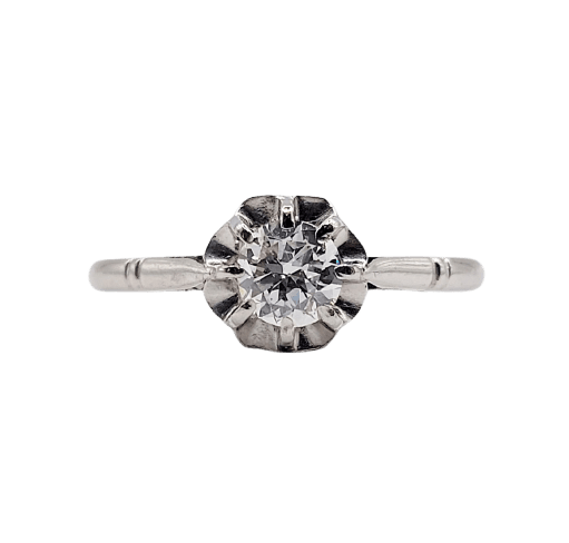 Prsten Soliter Art Deco od Platinum, dijamant 0,35 ct 