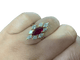 18K yellow gold marquise ring, ruby and diamond 