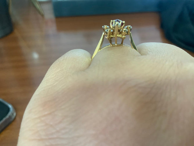 Bague 54 Bague marquise en or jaune 18K, rubis et diamant 58 Facettes BA 770