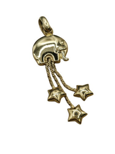 Vintage olifantenhanger in 18 kt geelgoud 