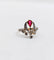 Bague 42 Bague duchesse antique en or rose 18k, pierre rouge et diamants 58 Facettes A07649
