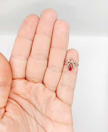 Bague 42 Bague duchesse antique en or rose 18k, pierre rouge et diamants 58 Facettes A07649