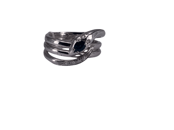 Bague 55 Bague serpent en or blanc avec saphir et diamants 58 Facettes BA 437