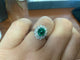 Bague 54 Bague en or blanc avec émeraude cabochon et diamant 58 Facettes BA 498