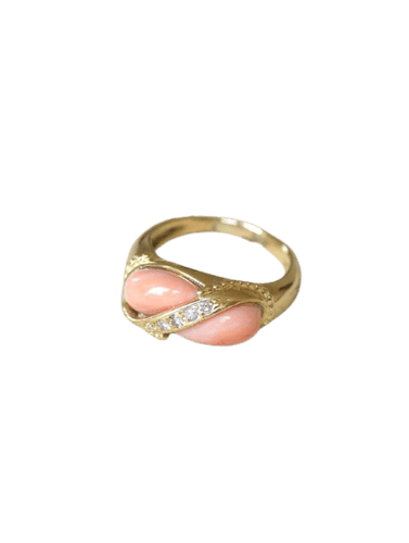 53 Jean & Pierre Bellin - Bague Toi et Moi en or jaune, corail et diamants 58 Facettes