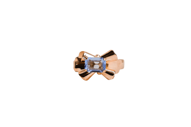 Bague 55 Bague nœud en or jaune avec pierre bleu ciel 58 Facettes Ref 2954