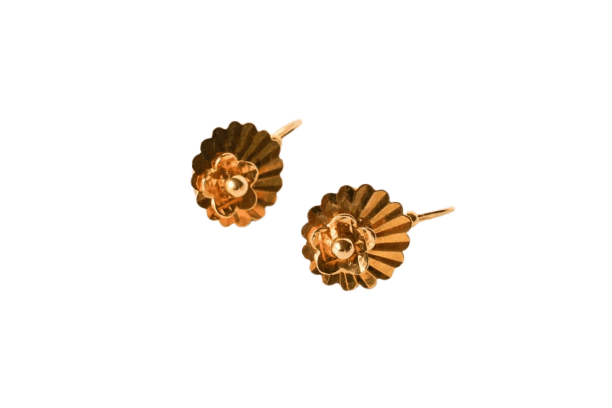 Boucles d'oreilles Dormeuses décor fleurs en or jaune 58 Facettes 3621