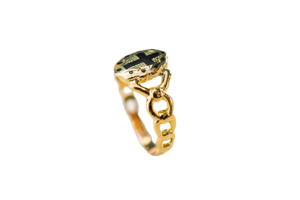 Bague 48 Bague de sentiment en or jaune 18 carats et émail 58 Facettes 3912
