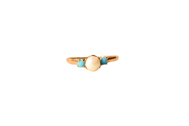 Bague 47 Bague Perle et pierres turquoises 58 Facettes 3993