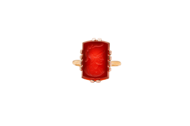 Bague 52 Bague en or jaune 18 carats et cornaline 58 Facettes Ref 4009