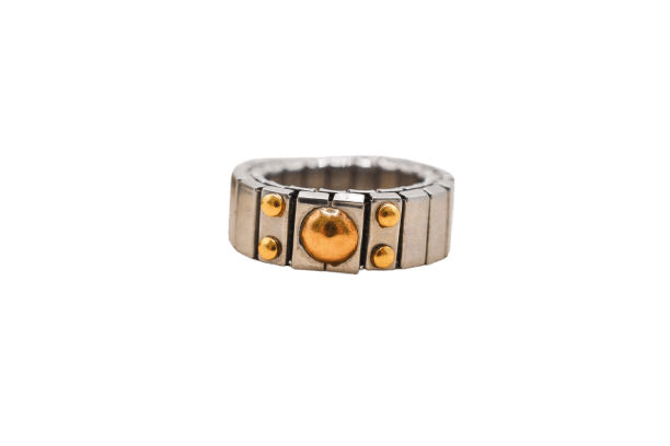 Bague 47 Bague élastique en acier et or jaune 18 carats 58 Facettes Ref3939