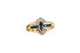 Bague 54 Bague navette en or jaune et blanc, saphirs et diamants 58 Facettes Ref 4018