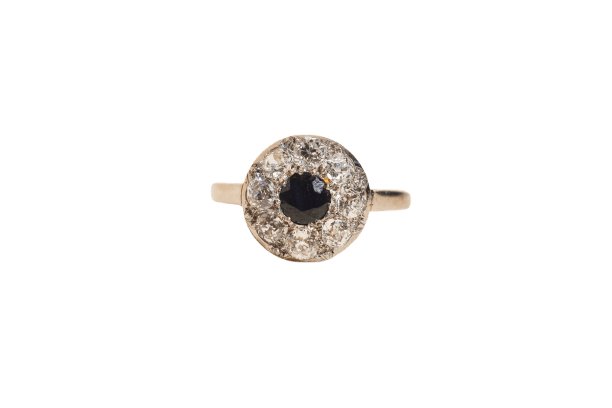 Bague 51 Bague fleur en or blanc, saphir et diamants 58 Facettes 4031