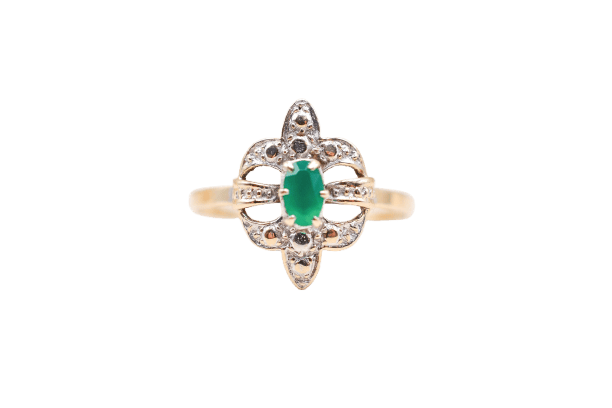 Bague 57 Bague fleur de lys Calcédoine 58 Facettes 4058