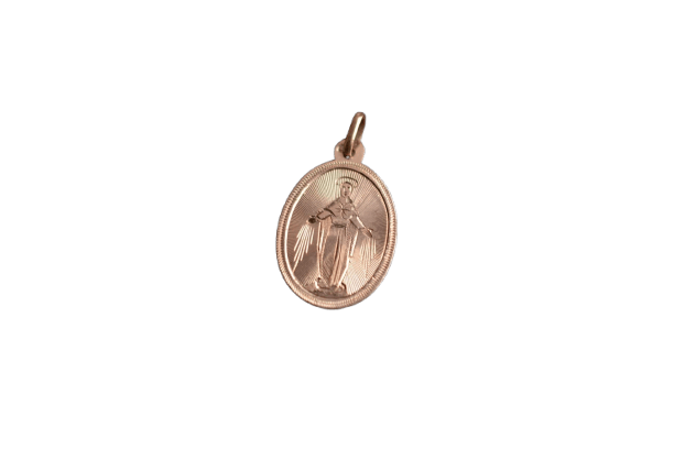 Oval medalj Jungfru Maria Marie i roséguld 