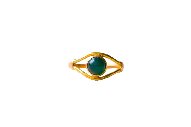 Bague 53 Bague en or jaune 18 carats cabochon vert 58 Facettes 4063