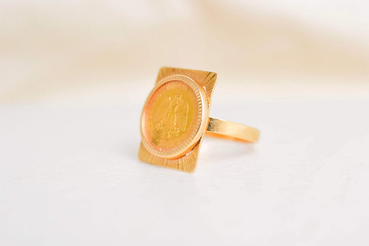 53 Ring piece Mexican Dos Pesos in yellow gold 58 Facettes 666