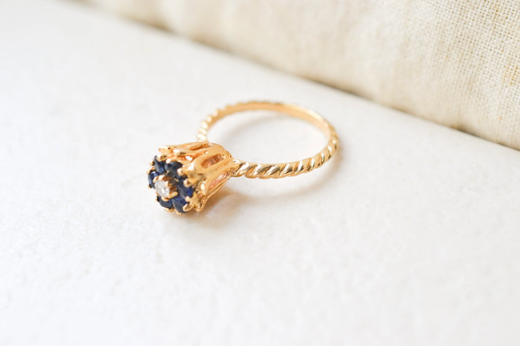Bague 52 Bague Diamant fleur et cordage 58 Facettes 4152