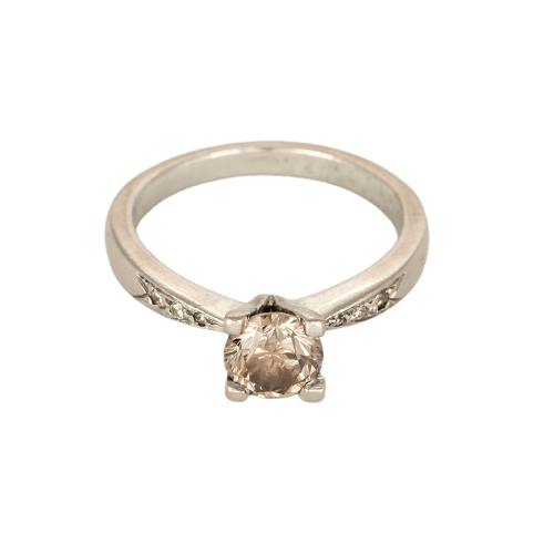 Anello Solitario in oro grigio e diamante cognac 0,80 ct 