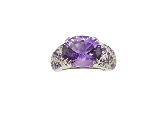 50 Mauboussin Plaisirs d'Amour - Bague en or blanc, améthystes et diamants 58 Facettes 323/1070