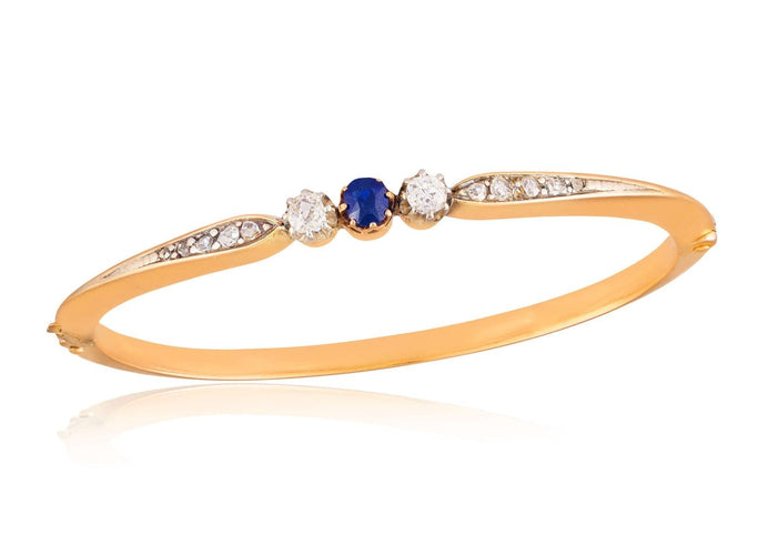 Bracelet Bracelet rigide en or jaune, saphir et diamants 58 Facettes 269316