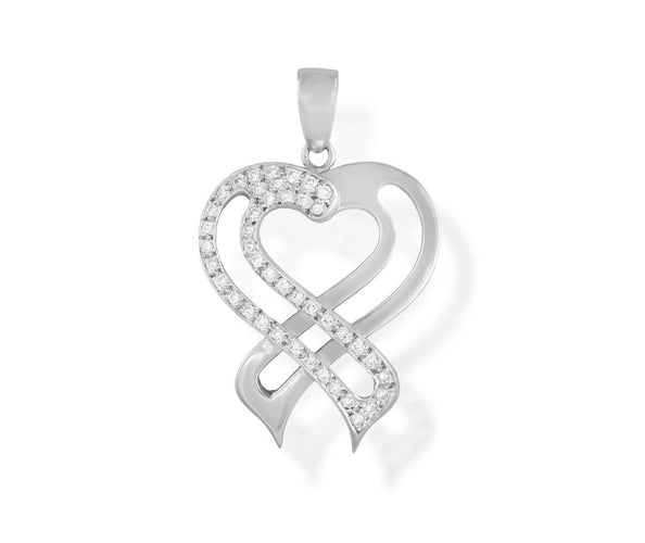 Pendentif cœur en or gris et diamants 58 Facettes 259185