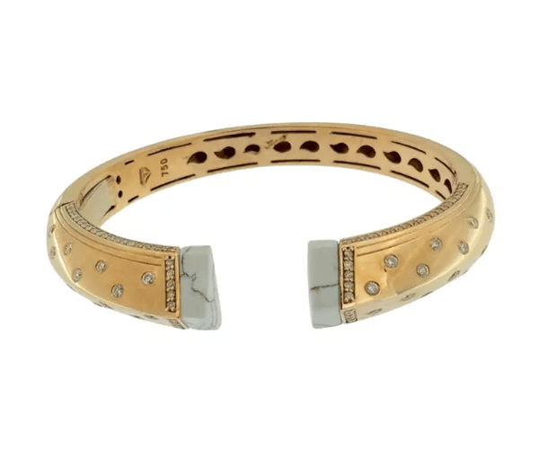 Bracelet manchette en or rose et or blanc avec diamants 58 Facettes BR1570D