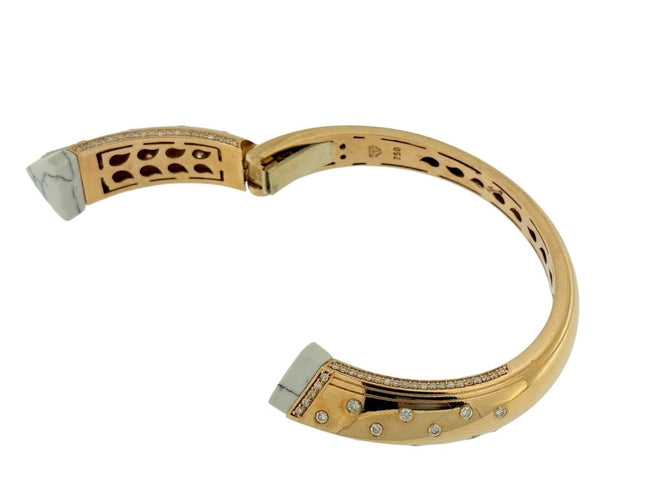 Bracelet manchette en or rose et or blanc avec diamants 58 Facettes BR1570D