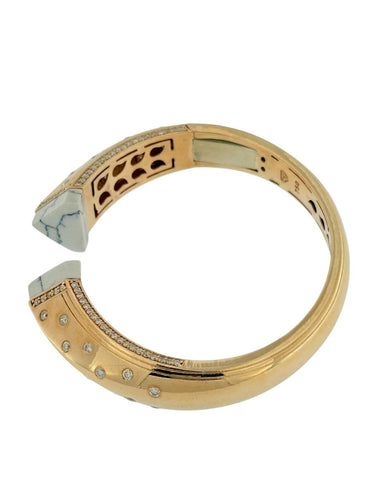 Bracelet manchette en or rose et or blanc avec diamants 58 Facettes BR1570D