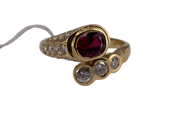 52 Bague serpent en or jaune 18 ct, rubis et diamants 58 Facettes BA 5