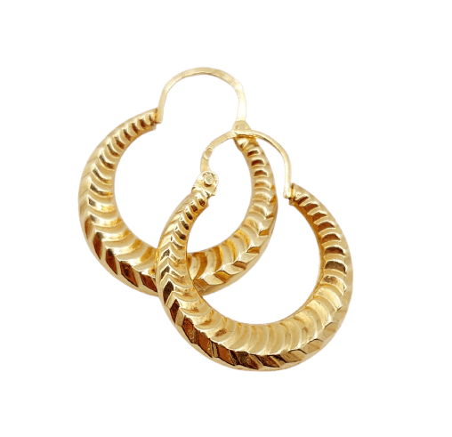 Vintage hoops - 18k gold earrings with geometric motifs 