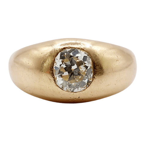 59 Bague jonc dôme en or rose 18k et diamant taille ancienne 58 Facettes A07653