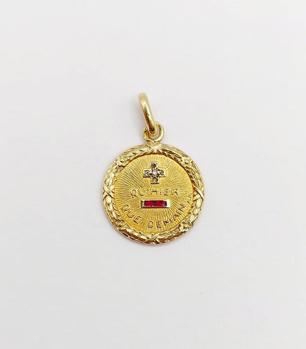 Pendentif Augis - Pendentif médaille d'amour en or 18k, rubis et diamant 58 Facettes A07667