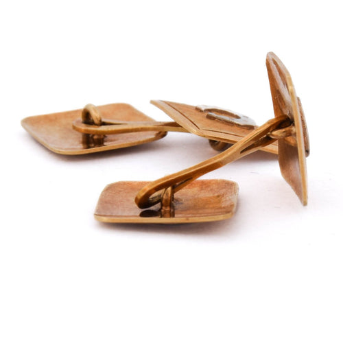 Boutons de manchette Boutons de manchette vintage en or jaune 18 kt 58 Facettes GM3 '(0059)